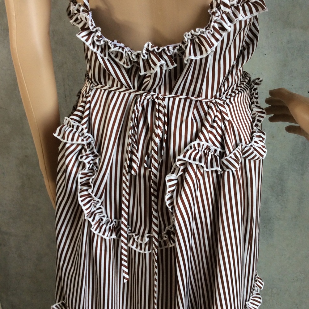 🌸 BOHO STRIPPED MAXI LONG DRESS RUFFLE DARLING - Picture 4 of 7
